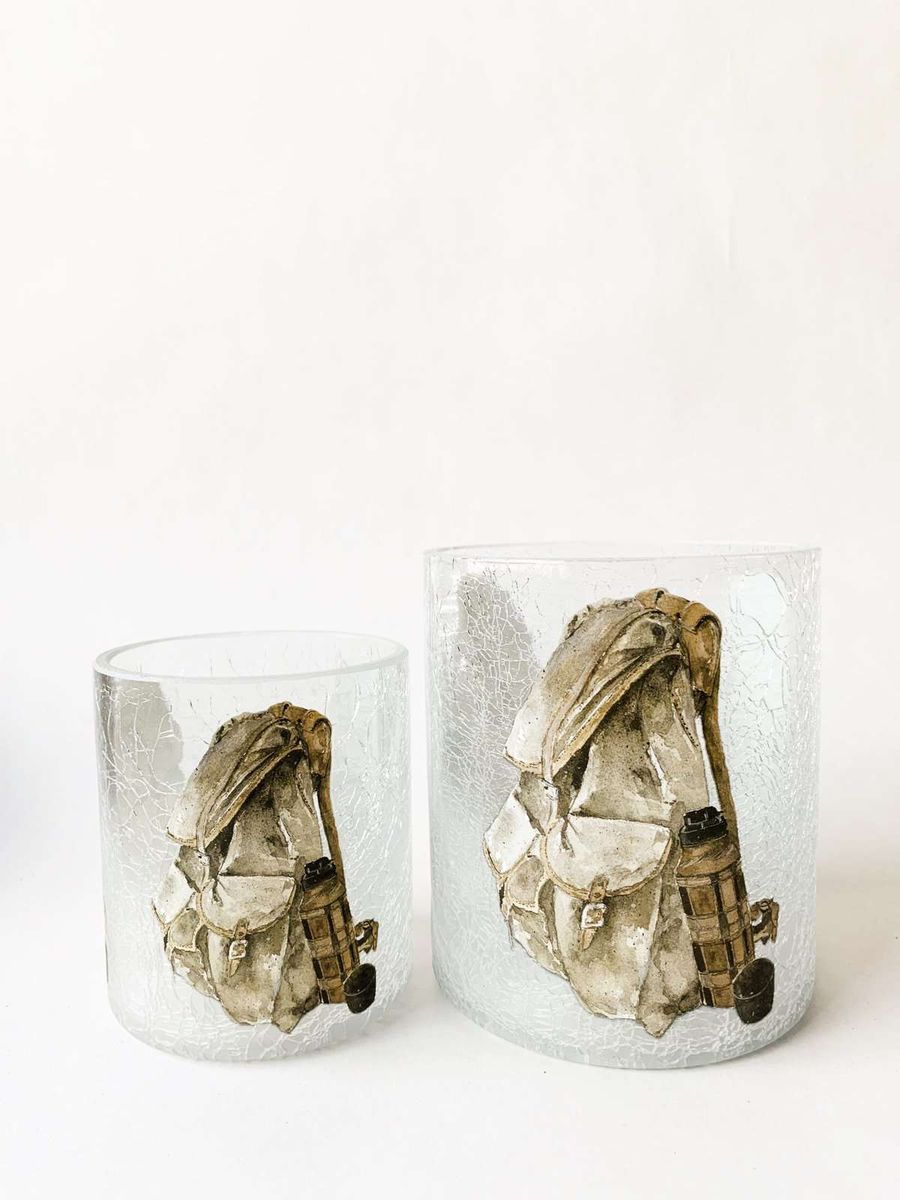 Lysglass frostet og krakelert sekk 9x10 cm