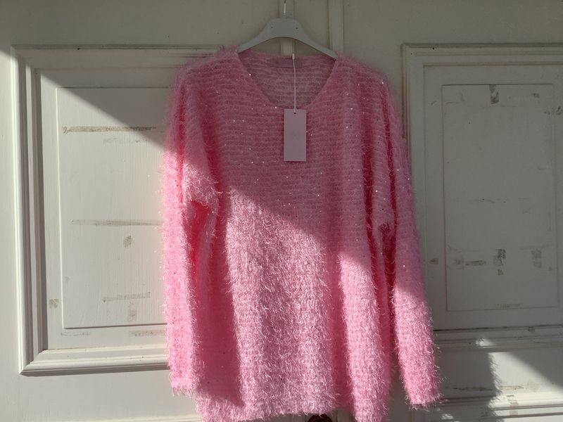 Plys pailet sweater, rose