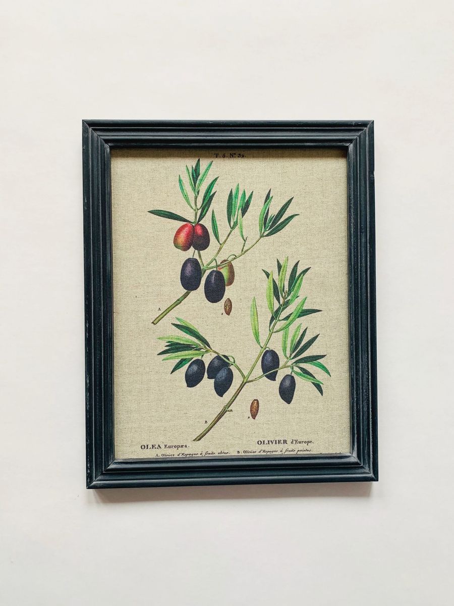 Bilde i ramme, oliven str 33x41 cm